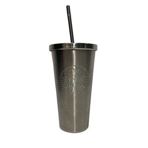 2014 Venti 16oz Starbucks Stainless Steel Tumbler Travel Cup W/straw